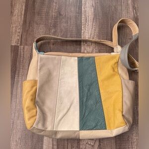 Vintage Leather Pastel patchwork hobo bag crossbody Free people Festivalcore